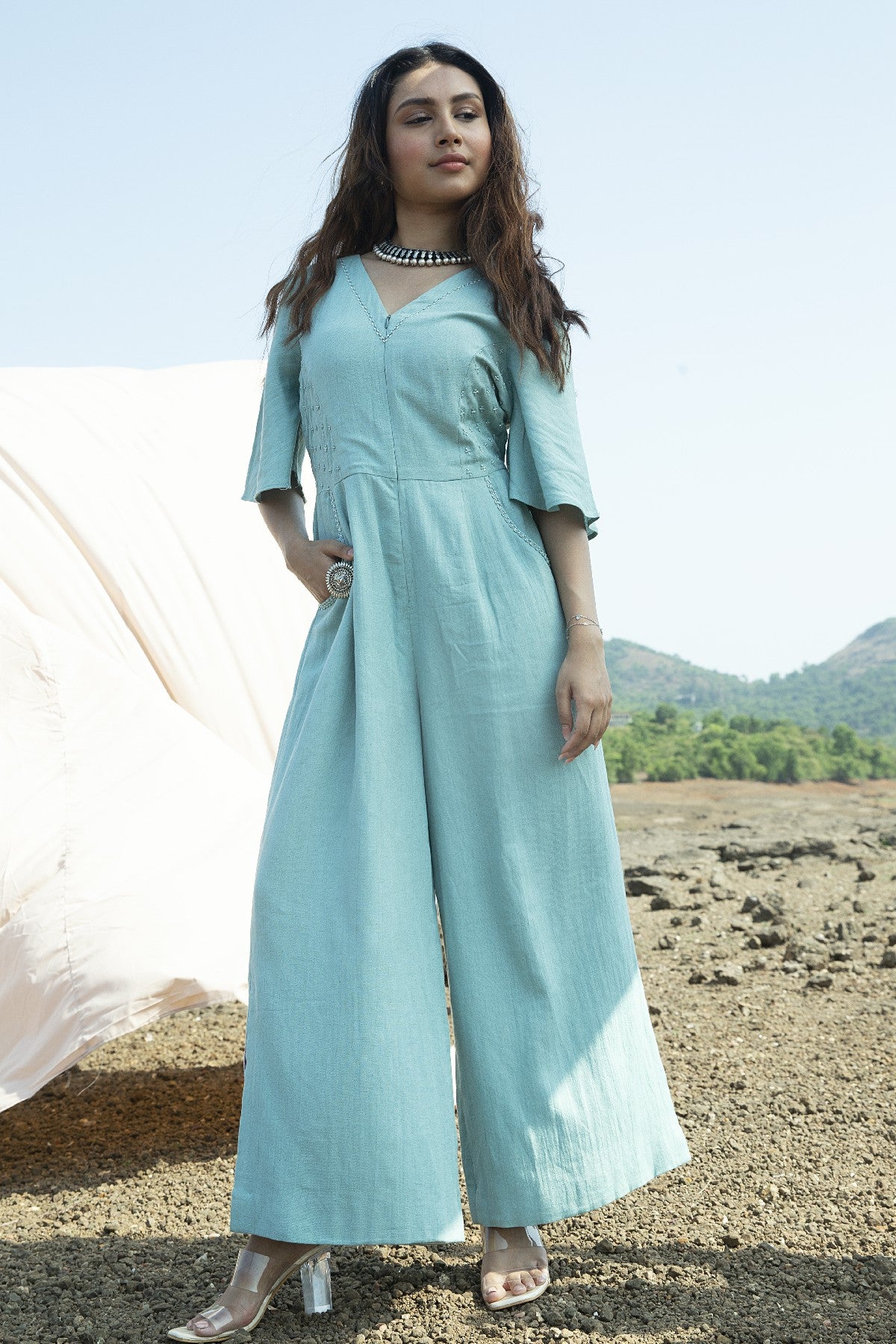 Enchanting Aqua Blue Jumpsuit