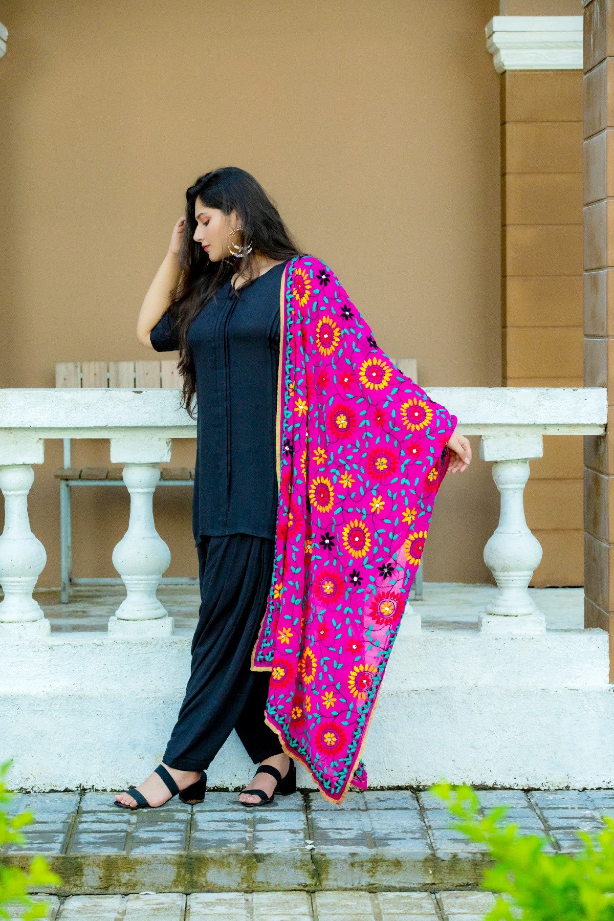 Phulkari Punjabi Suit With Indian Punjabi Vintage Phulkari Suit